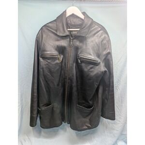 Luciano Collection Soft Leather Black Jacket Zipper Mens XXL *please read